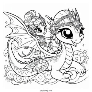 Shimmer And Shine Coloring Page Of And Leah Riding A Dragon
