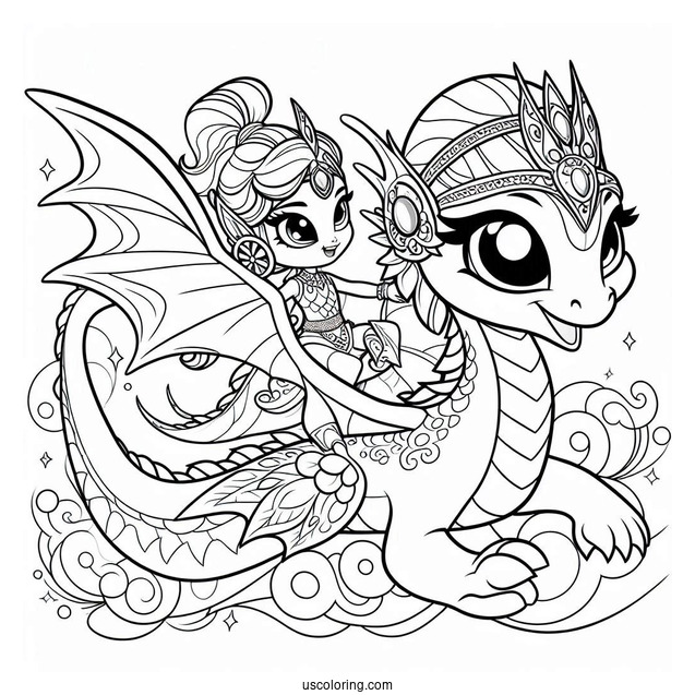 Shimmer And Shine Coloring Page Of And Leah Riding A Dragon