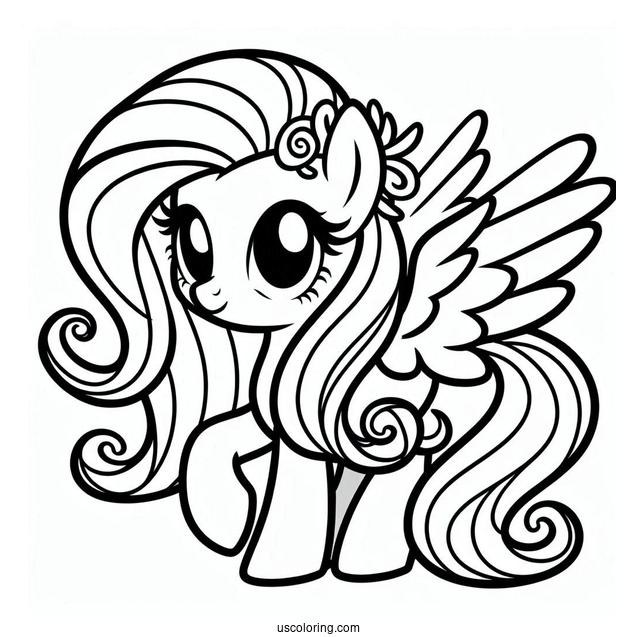 Cute Fluttershy Outline for Kids
