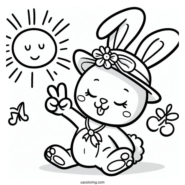 Sunny Bunnies Coloring Page Of S MARTY Making Peace Sign