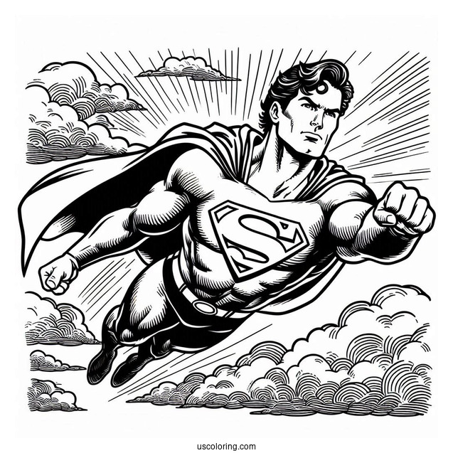 Superman Flying Coloring Page
