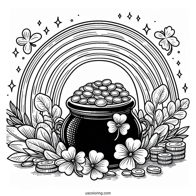 End Of The Rainbow Pot Of Gold To Color