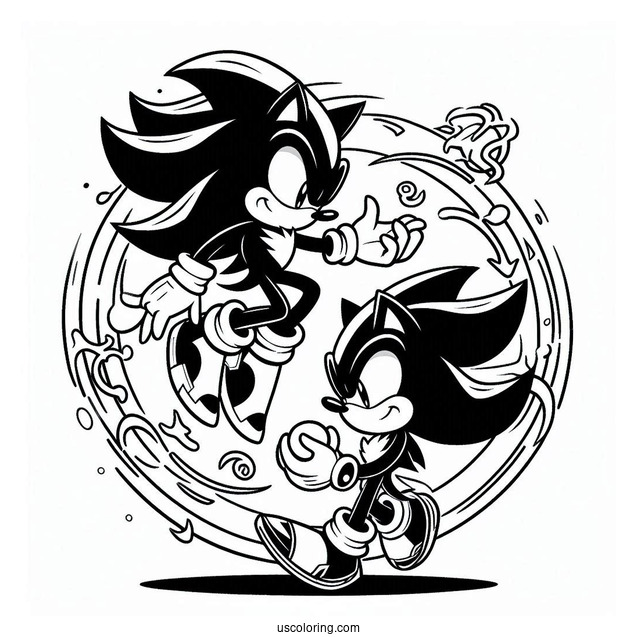 Shadow Coloring Page And Sonic Playing Side By Side