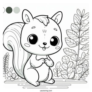 Simple Smiling Squirrel Coloring Page For Kids