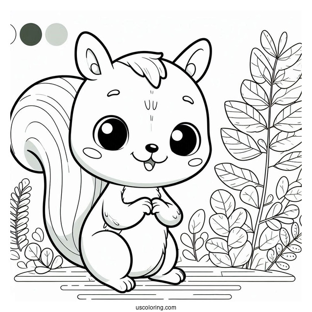 Simple Smiling Squirrel Coloring Page For Kids