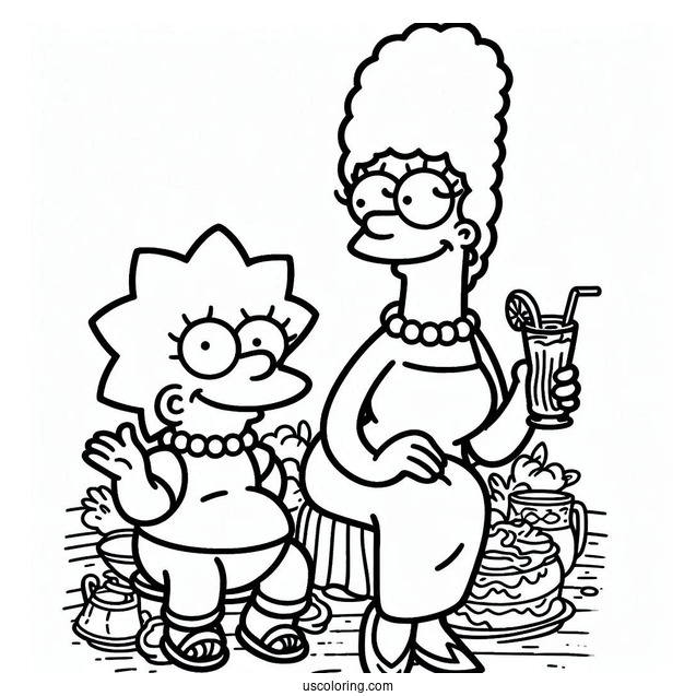 Simpsons Coloring Pages Of Cool Patty And Selma Bouvier