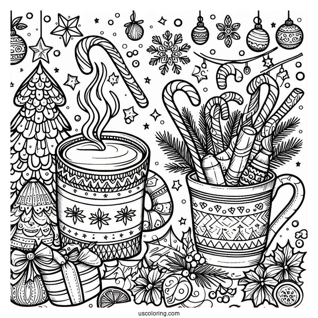 Christmas Coloring Pages For Adults Of Christmas Hot Beverages Coloring Page