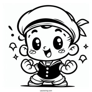 Cute Chibi Popeye Coloring Page For Preschoolers