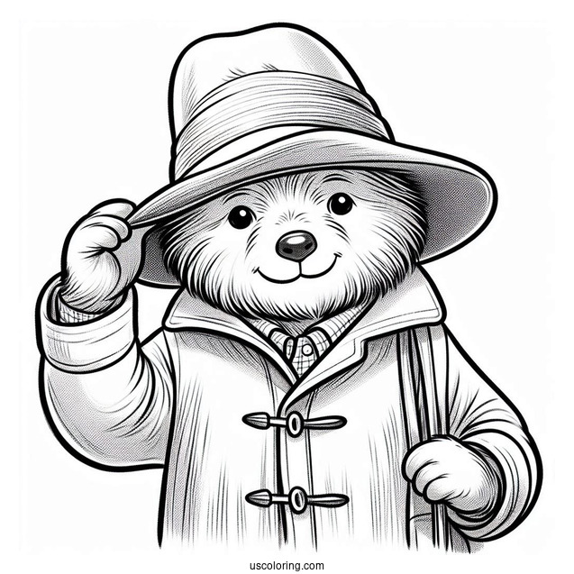 Paddington Coloring Page Tipping His Hat For Preschoolers
