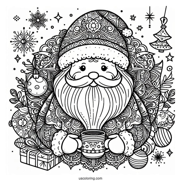Santa Mandala Coloring Sheet