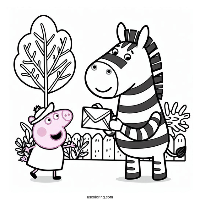 Mr Zebra Delivering Mail To Peppa