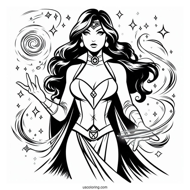 Justice League Coloring Page Of Zatanna Performing Magic