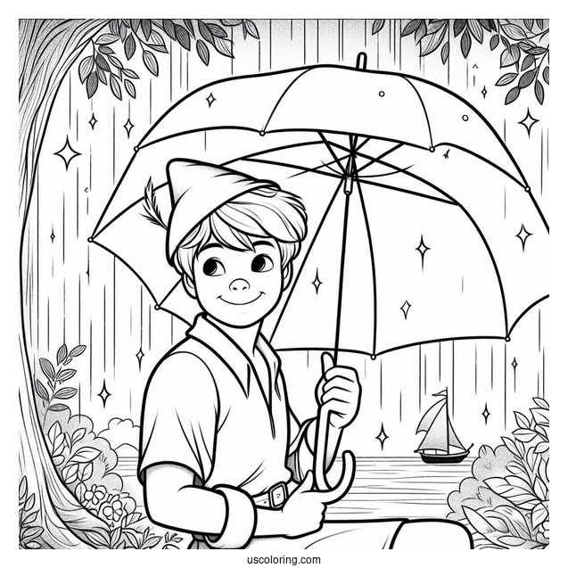 John Darling Holding Umbrella