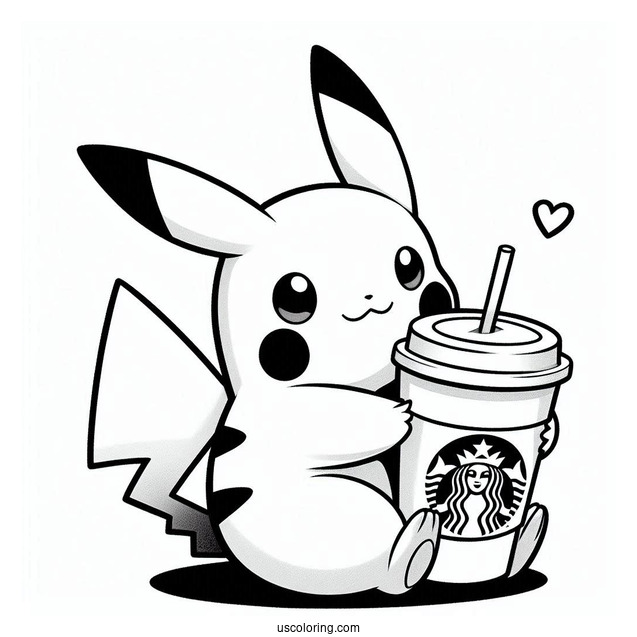 Pikachu Hugging Starbucks Cup