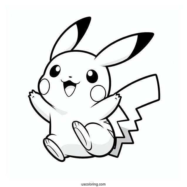 Pikachu Jumping Coloring Sheet