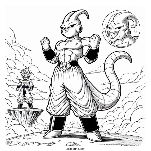Dragon Ball Z Coloring Page Of Detailed Majin Buu Standing Proud