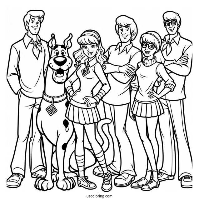 The Scooby Gang Coloring Page For Kids
