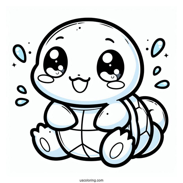 Kawaii Squirtle Coloring Page For Kids