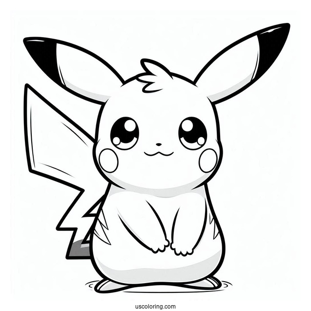 Big-Eyed Pikachu Coloring Sheet