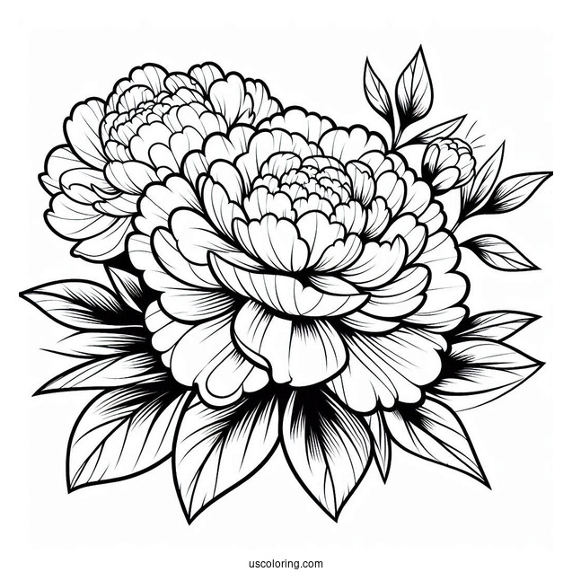 Flower Coloring Pages Of Easy Blooming Peony
