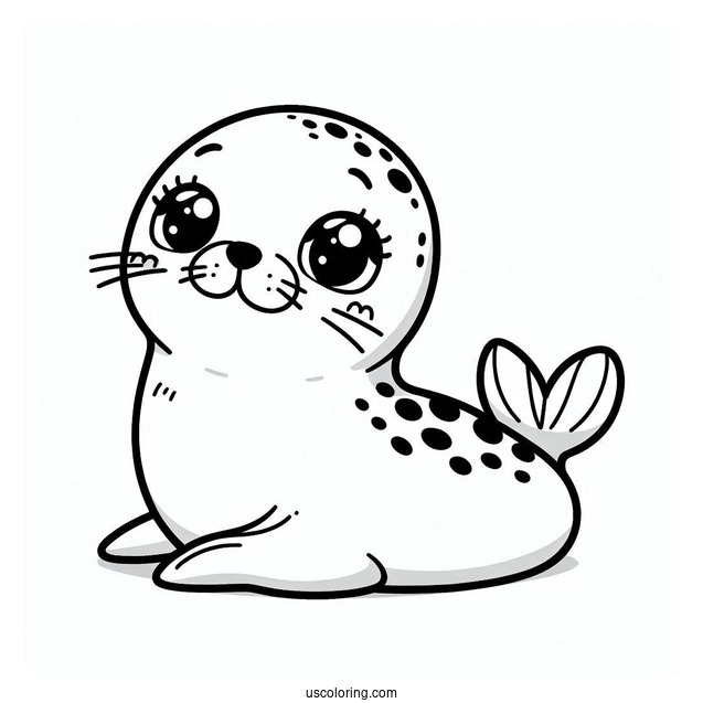 Cute Seal Coloring Page For Preschoolers