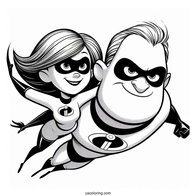Pixar Coloring Page of The Incredibles With Syndrome And Frozone