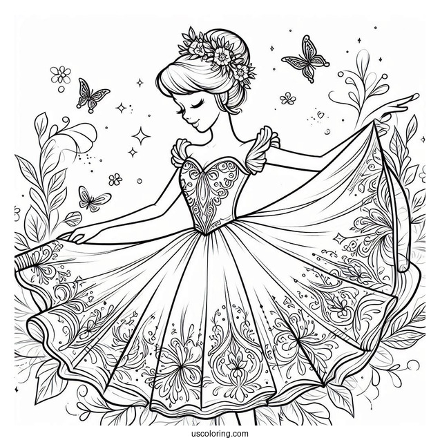 Cinderella Ballerina Coloring Page