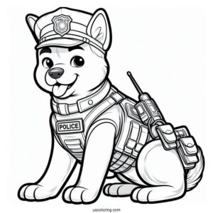 Police K-9 Dog Coloring Sheet For Kids