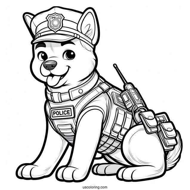 Police K-9 Dog Coloring Sheet For Kids