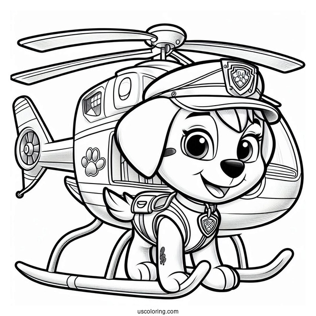 Skye In Helicopter From Paw Patrol To Color