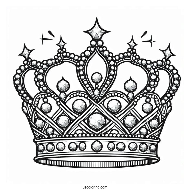 Tiara Crown With Diamonds Coloring In
