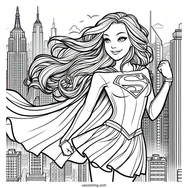 Supergirl Coloring Page In New York City For Kids