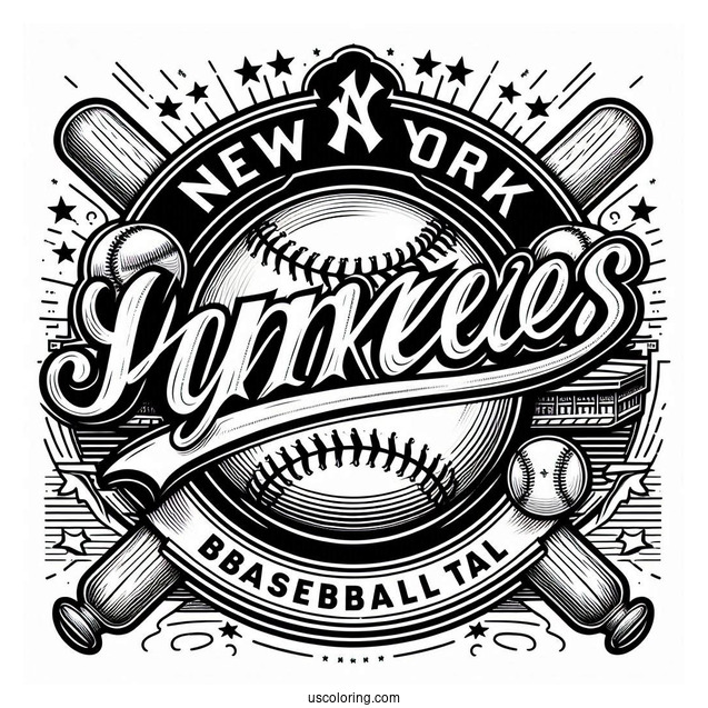 New York Yankees Baseball Team Logo To Color
