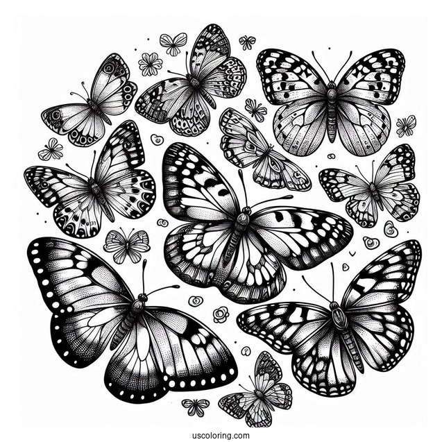 Top View Of An Assortment Of Butterflies