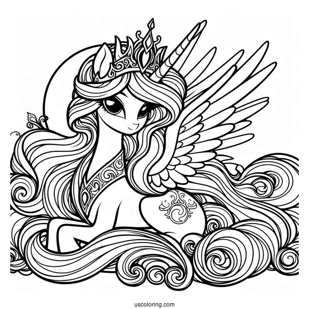 Elegant Princess Celestia Coloring Page With Crown
