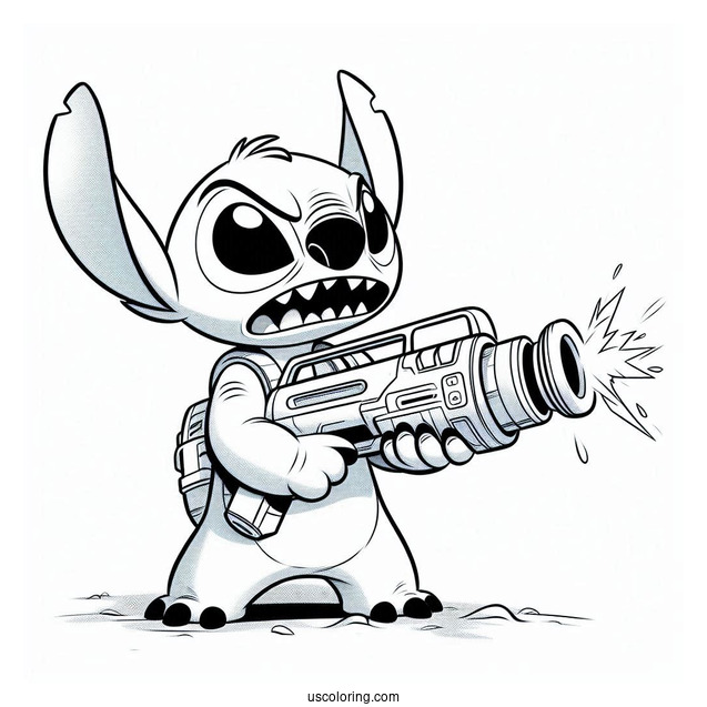 Lilo & Stitch Coloring Page Of Angry Leroy Holding Plasma Blaster
