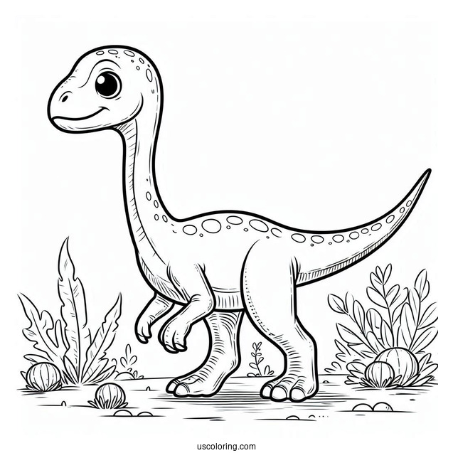 Troodan Dinosaur Strolling Coloring Sheet