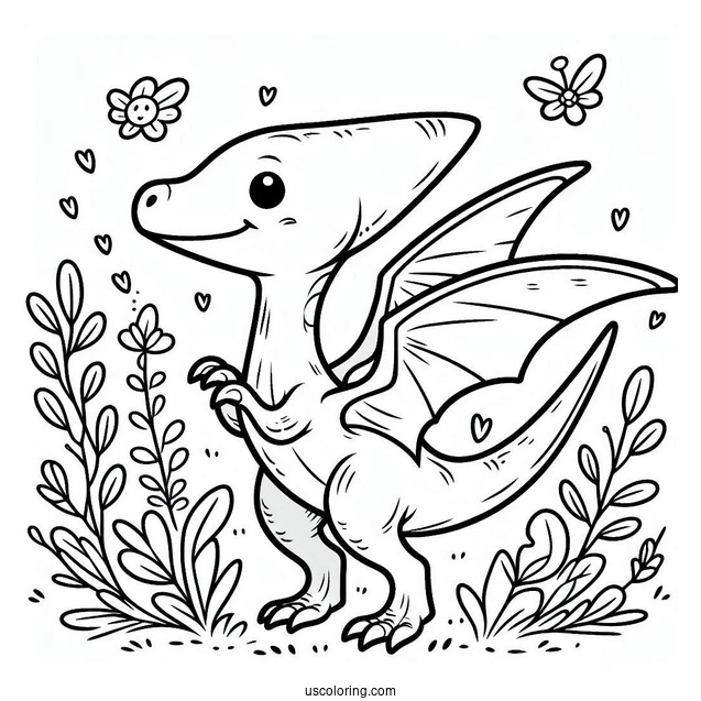 Cute Pterodactyl Coloring Page For Preschoolers