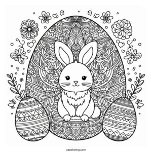 Easter Bunny Coloring Page Inside Easter Egg Mandala