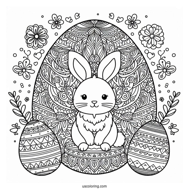 Easter Bunny Coloring Page Inside Easter Egg Mandala
