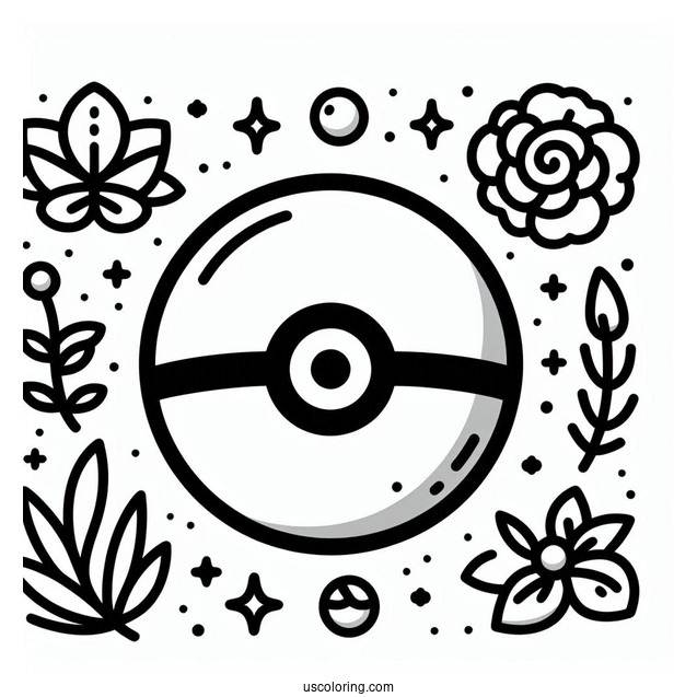 Simple Pokéball Coloring Page With Different Markings