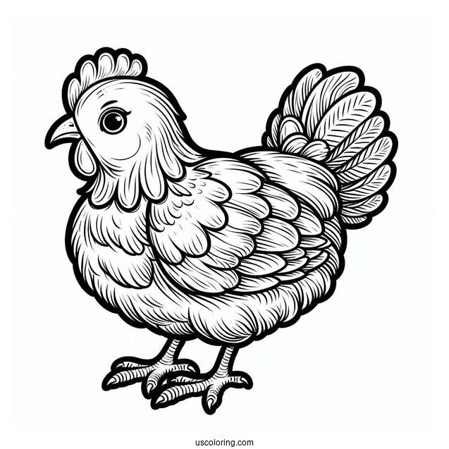 Detailed Chicken Coloring Page