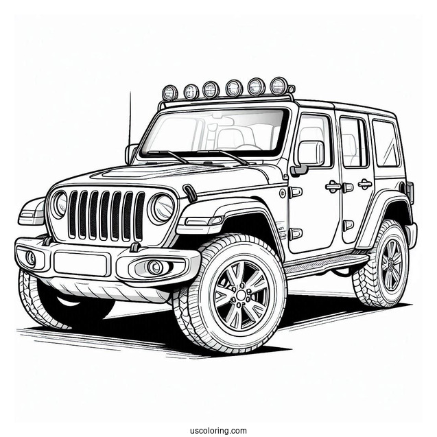 Jeep Wrangler Coloring Page For Kids