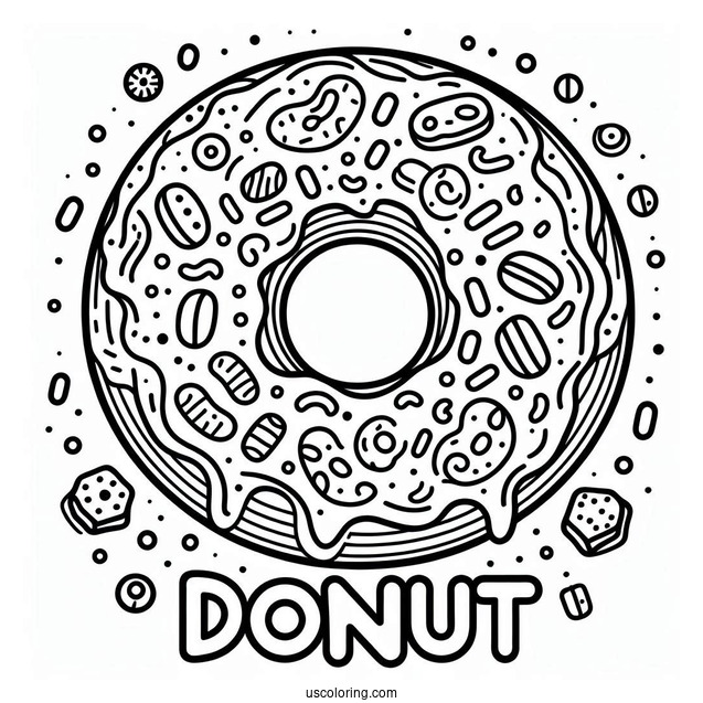 Simple Outline Of Donut With Text To Color