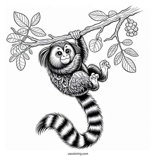 Mauro The Marmoset Hanging From A Branch