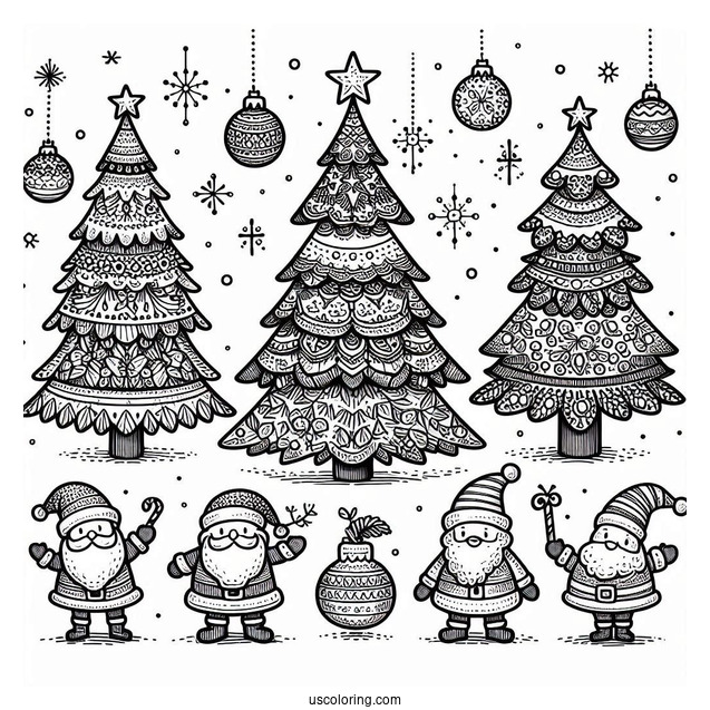 Christmas Trees With Mini Santas