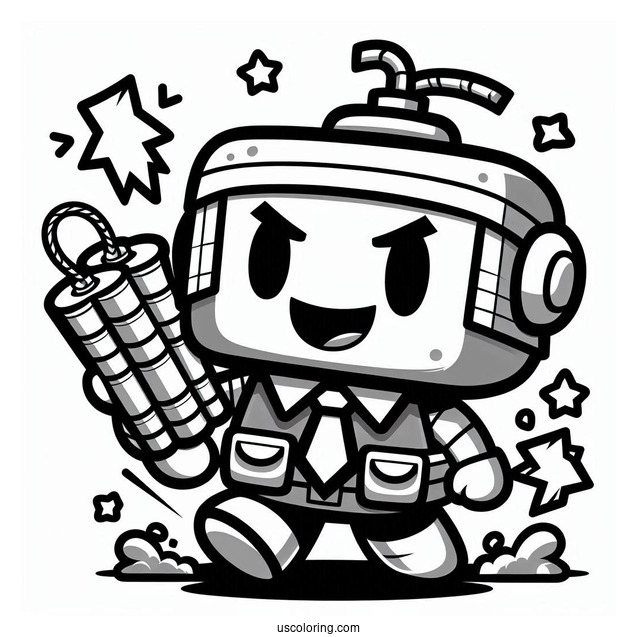 Brawl Stars Coloring Page Of Dynamike Holding Dynamites