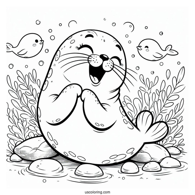 Laughing Baby Seal Coloring Page Under The Ocean