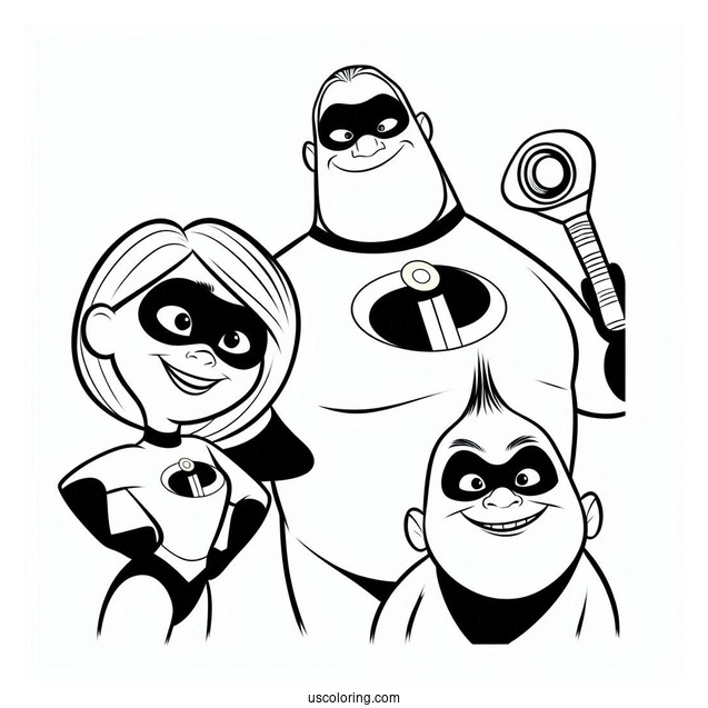 Pixar Coloring Page of The Incredibles With Syndrome And Frozone