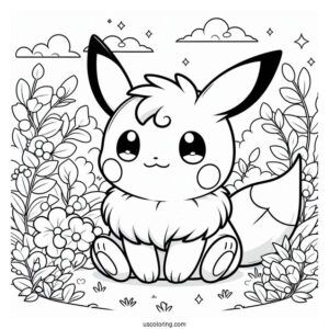 Raichu Coloring Page Sitting In The Garden